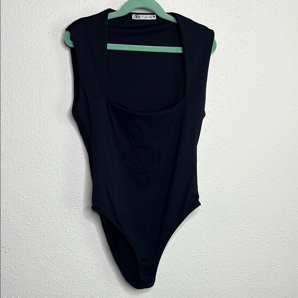 Zara Black Asymmetrical Cut Out Bodysuit
